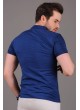 Çizgili Desenli Polo Yaka Mavi T-Shirt