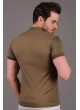 Siyah Desenli Polo Yaka Haki T-Shirt