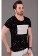 Benekli Baskılı Sİyah T-shirt