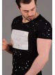 Benekli Baskılı Sİyah T-shirt