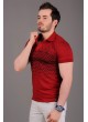 Siyah Desenli Polo Yaka Kırmızı T-Shirt