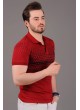 Siyah Desenli Polo Yaka Kırmızı T-Shirt
