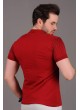Siyah Desenli Polo Yaka Kırmızı T-Shirt