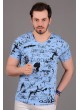 Yazılı Baskı Açık Mavi T-shirt