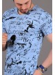 Yazılı Baskı Açık Mavi T-shirt