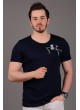Iskelet Baskılı Cepli Lacivert T-Shirt
