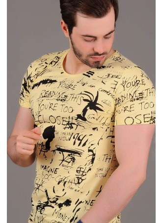Yazılı Baskı Sarı T-shirt