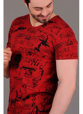 Yazılı Baskı Kırmızı T-shirt 