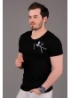 Iskelet Baskılı Cepli Siyah T-Shirt