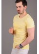 Ön Tırtıklı Parlak Baskılı Sarı T-shirt