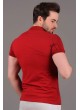 Çizgili Desenli Polo Yaka Kırmızı T-shirt