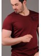 Iskelet Baskılı Cepli Bordo T-Shirt