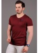 Iskelet Baskılı Cepli Bordo T-Shirt