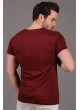 Iskelet Baskılı Cepli Bordo T-Shirt