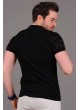 Çizgili Desenli Polo Yaka Siyah T-shirt