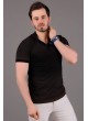 Noktacıklı Polo Yaka Siyah T-shirt
