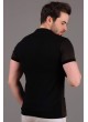 Noktacıklı Polo Yaka Siyah T-shirt