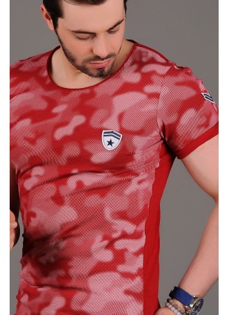 Armalı Kırmızı Kamuflaj T-Shirt