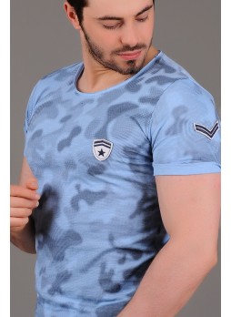 Armalı Turkuaz Kamuflaj T-Shirt