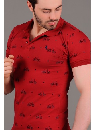 Bisiklet Desenli Kırmızı T-shirt