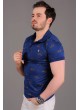 Bisiklet Desenli Polo Yaka Mavi T-shirt