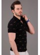 Bisiklet Desenli Polo Yaka Siyah T-sihrt