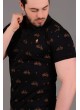 Bisiklet Desenli Polo Yaka Siyah T-sihrt