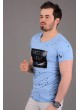 Benekli Baskılı Turkuaz T-Shirt