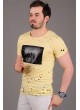 Benekli Baskılı Sarı T-Shirt