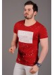 Benekli Baskılı Kırmızı T-Shirt