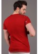 Benekli Baskılı Kırmızı T-Shirt