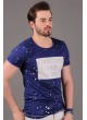 Benekeli Baskılı Lacivert T-Shirt
