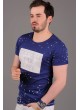 Benekeli Baskılı Lacivert T-Shirt