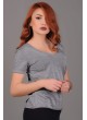 Salaş V Yaka Gri Parlak T-shirt