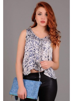 Leopar Baskili Sifir Kol Bluz