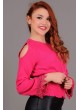 Kol Dantel Küpürlü Omuz Açık Fuşya Bluz