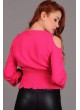 Kol Dantel Küpürlü Omuz Açık Fuşya Bluz