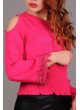 Kol Dantel Küpürlü Omuz Açık Fuşya Bluz