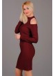 Omuz Açık Bordo Elbise