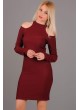 Omuz Açık Bordo Elbise