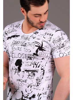 Yazı Baskılı Beyaz T-shirt