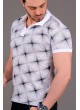 Yıldız Desenli Polo Yaka Beyaz T-shirt