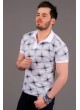 Yıldız Desenli Polo Yaka Beyaz T-shirt