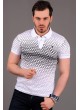 Desenli Polo Yaka Beyaz T-shirt