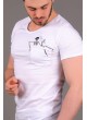 İskelet Cepli Beyaz T-shirt