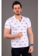 Bisiklet Desen Polo Yaka BeyazT-shirt