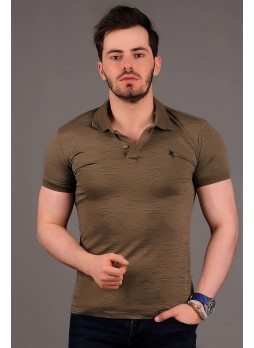Kırçıllı Polo Yaka Haki T-shirt