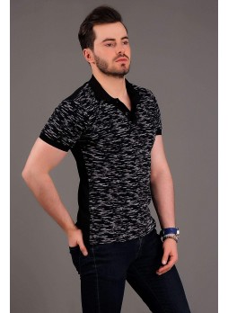 Kırçıllı Polo Yaka Siyah T-shirt