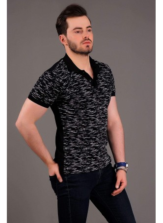 Kırçıllı Polo Yaka Siyah T-shirt