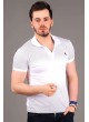Noktacıklı Polo Yaka Beyaz T-shirt